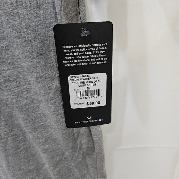 True Religion Shirt Essential Heather Gray Medium - Picture 4 of 7